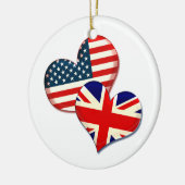 米国と英国のハート セラミックオーナメント (左)