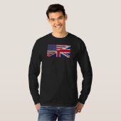 米国と英国の国旗が二重市民またはExpat Priを合併 Tシャツ (正面フル)