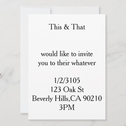 米国と英国の招待状 招待状 (正面)