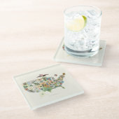 米国によっては地図-私達の国民の花束--が開花します ガラスコースター (アングル)