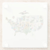 米国によっては地図-私達の国民の花束--が開花します ガラスコースター (裏面)