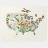 米国によっては地図-私達の国民の花束--が開花します フリースブランケット (正面(横))