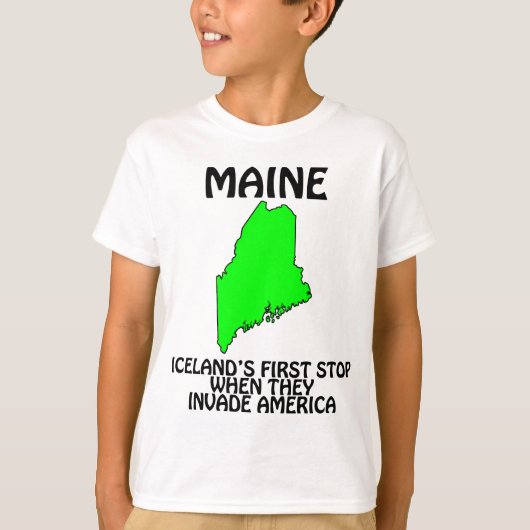 米国に侵攻するアイスランドの最初の到達点 メイン州 Tシャツ (正面)