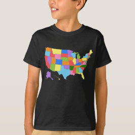 米国のおもしろいそしてカラフルな虹の地図 Tシャツ