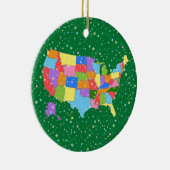 米国のおもしろいのカラフルなパステル調の雪片そして地図 セラミックオーナメント (右)