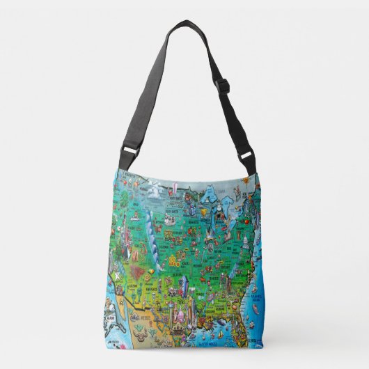 米国のおもしろいの地図 クロスボディバッグ (正面)