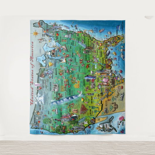 米国のおもしろいの地図 タペストリー (正面)