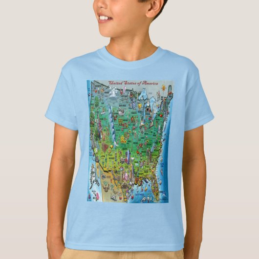 米国のおもしろいの地図 Tシャツ (正面)