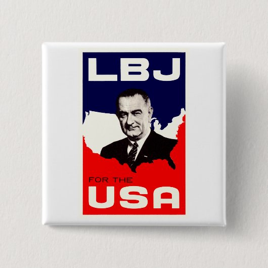 米国のための1964 LBJ 缶バッジ (正面)