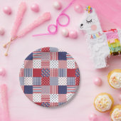 米国のアメリカのパッチワークの赤い白く及び青 ペーパープレート (パーティー)