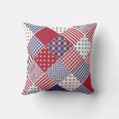 米国のアメリカの斜めの赤く白く及び青のキルト クッション (裏面)