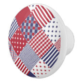 米国のアメリカの斜めの赤く白く及び青のキルト セラミックノブ (右)