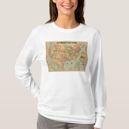 米国のアメリカ連合鉄道地図 Tシャツ (正面)