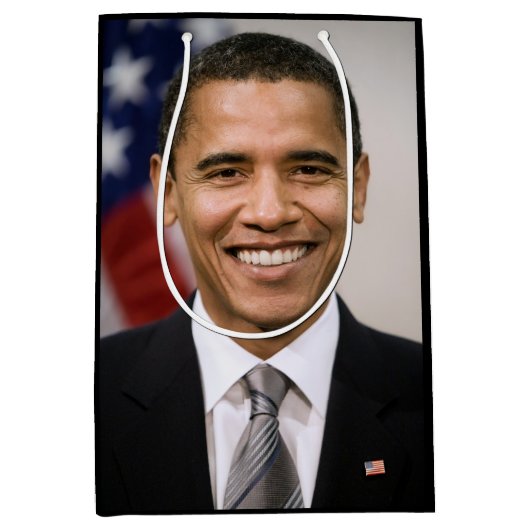 米国のオバマ選大統領 ミディアムペーパーバッグ (正面)