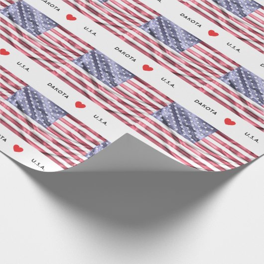 米国のカスタムIのハートの旗 ラッピングペーパー (角)