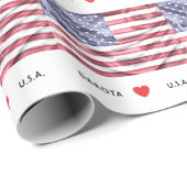 米国のカスタムIのハートの旗 ラッピングペーパー (ロールコーナー)