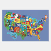 米国のクリスマスの地図 ラッピングペーパーシート (正面2)