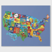 米国のクリスマスの地図 ラッピングペーパー (フラット)