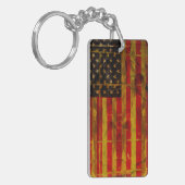 米国のグランジな米国旗 キーホルダー (正面左)