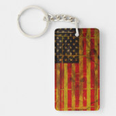 米国のグランジな米国旗 キーホルダー (正面)