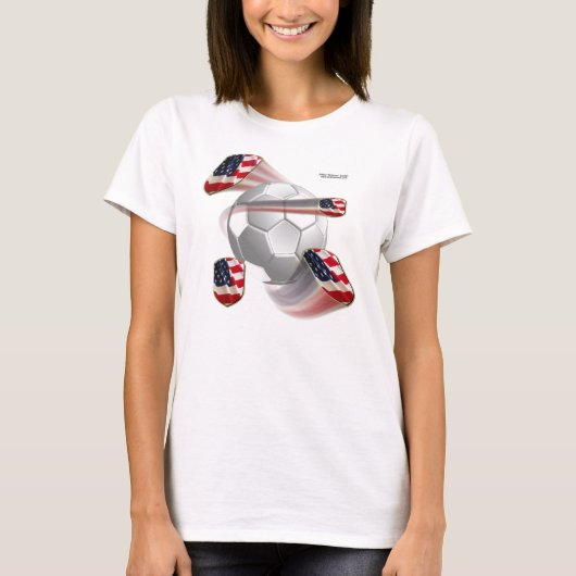 米国のサッカーは女性細い肩ひもを保護します Tシャツ (正面)