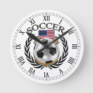 米国のサッカー2016ファンのギア ラウンド壁時計