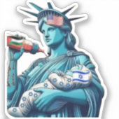 米国のジェノサイドのための自由パレスチナの自由ステッカー シール (正面)