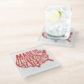 米国のタイポグラフィで作られる ガラスコースター (アングル)