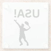 米国のテニス選手で、ボールにドットを使う ガラスコースター (裏面)