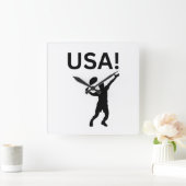 米国のテニス選手で、ボールにドットを使う スクエア壁時計 (ホーム)