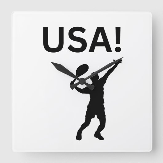 米国のテニス選手で、ボールにドットを使う スクエア壁時計 (正面)