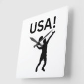 米国のテニス選手で、ボールにドットを使う スクエア壁時計 (傾斜)