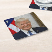 米国のドナルド・トランプ大統領　ホワイトハウス スクエアペーパーコースター (アングル)