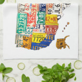 米国のナンバープレートの地図はタオルの輪郭を描きました キッチンタオル (折り畳み)