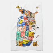 米国のナンバープレートの地図はタオルの輪郭を描きました キッチンタオル (縦)