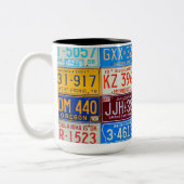 米国のナンバープレート-カラフルなアメリカの歴史 ツートーンマグカップ (左)