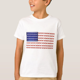 米国のネコ国旗7月4日赤白青 Tシャツ