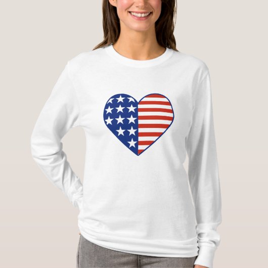 米国のハートの旗のTシャツ Tシャツ (正面)