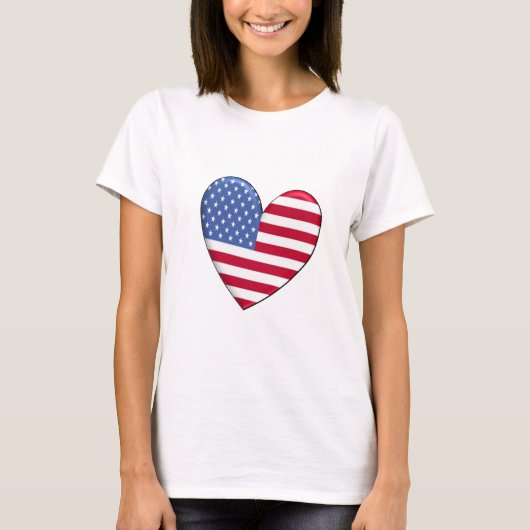 米国のハートの旗のTシャツ Tシャツ (正面)