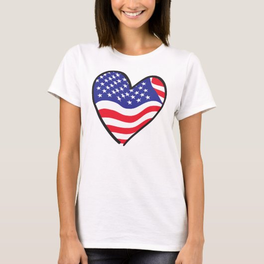 米国のハートの星とストライプ Tシャツ (正面)