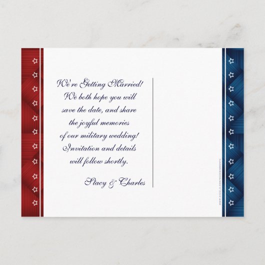 米国のハート軍隊結婚式の日付はがきを保存 案内ポストカード (裏面)