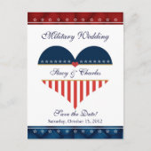 米国のハート軍隊結婚式の日付はがきを保存 案内ポストカード (正面)