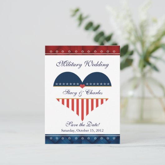 米国のハート軍隊結婚式の日付はがきを保存 案内ポストカード (スタンド正面)