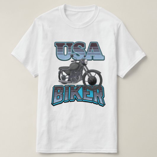 米国のバイクもしくは自転車に乗る人ロゴ Tシャツ (デザイン正面)