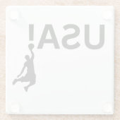 米国のバスケットボール選手 ガラスコースター (裏面)