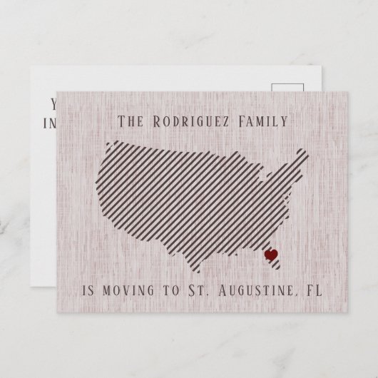 米国のバラリネンとハートの移動発表 案内ポストカード (正面/裏面)