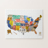 米国のパズルのナンバープレートの地図 ジグソーパズル (横)