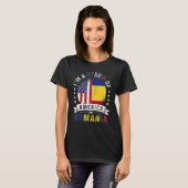 米国のパトリオットルーマニア国旗ルーマニア語 Tシャツ (正面フル)