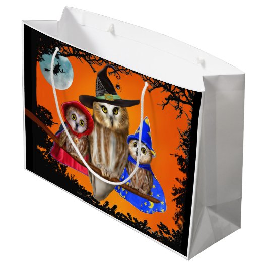 米国のフクロウからのハッピーハローウィン! ラージペーパーバッグ (裏面アングル)
