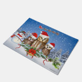 米国のフクロウからのメリークリスマス! ドアマット (アングル)